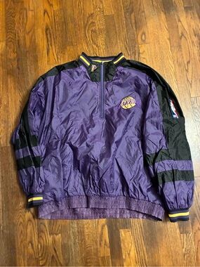 Vintage pro player lakers reversible quarter zip jacket size XL